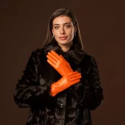 Isabella (orange) - Italian Lambskin Leather Gloves With Luxurious Cashmere Lining -Fratelli Orsini Shop Isabella 1 afa5f026 37f0 42ff 8c4f 4f1c90881b2a