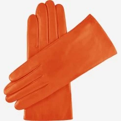 Isabella (orange) - Italian Lambskin Leather Gloves With Luxurious Cashmere Lining