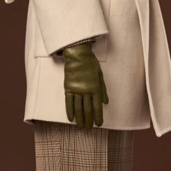 Isabella (green) - Italian Lambskin Leather Gloves With Luxurious Cashmere Lining -Fratelli Orsini Shop Isabella 2 1