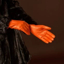 Isabella (orange) - Italian Lambskin Leather Gloves With Luxurious Cashmere Lining -Fratelli Orsini Shop Isabella 2 c967643c fd54 4eac 84f9 e04b6b67a88f