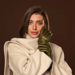 Isabella (green) - Italian Lambskin Leather Gloves With Luxurious Cashmere Lining -Fratelli Orsini Shop Isabella 3