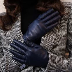 Isabella (navy) - Italian Lambskin Leather Gloves With Cashmere Lining -Fratelli Orsini Shop Isabella 3 fbc10cee b4ef 42c9 8ff2 1e8c4460d607