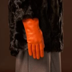 Isabella (orange) - Italian Lambskin Leather Gloves With Luxurious Cashmere Lining -Fratelli Orsini Shop Isabella 4 7e63125e 8d6c 444a 90e1 46efe44534bf