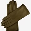 Isabella (green) - Italian Lambskin Leather Gloves With Luxurious Cashmere Lining