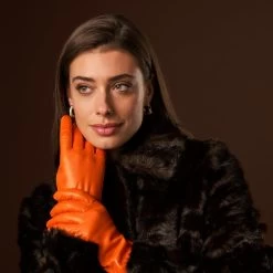 Isabella (orange) - Italian Lambskin Leather Gloves With Luxurious Cashmere Lining -Fratelli Orsini Shop Isabella 5 24315d81 49ac 4073 a282 3a5d0af7b2ab