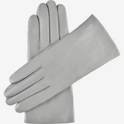 Isabella (grey) - Italian Lambskin Leather Gloves With Cashmere Lining