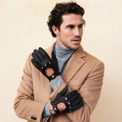 Leonardo (dark Brown) - Italian Driving Gloves Made Of American Deerskin Leather -Fratelli Orsini Shop Leonardo 1