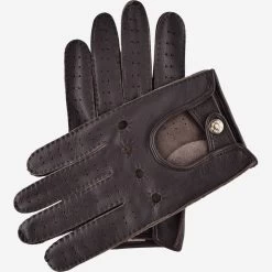 Leonardo (dark Brown) - Italian Driving Gloves Made Of American Deerskin Leather