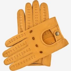 Leonardo (yellow) - Italian Driving Gloves Made Of American Deerskin Leather