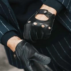 Leonardo (black) - Italian Driving Gloves Made Of American Deerskin Leather 14 Leonardo (black) - Italian Driving Gloves Made Of American Deerskin Leather -Fratelli Orsini Shop Leonardo black 2