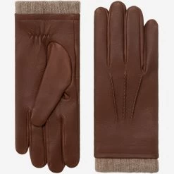 Lorenzo (brown) - Italian Gloves Made Of American Deerskin Leather With Cashmere Lining