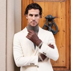 Lorenzo (brown) - Italian Gloves Made Of American Deerskin Leather With Cashmere Lining -Fratelli Orsini Shop Lorenzo 1
