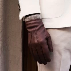 Lorenzo (brown) - Italian Gloves Made Of American Deerskin Leather With Cashmere Lining -Fratelli Orsini Shop Lorenzo 2