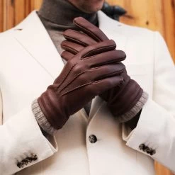 Lorenzo (brown) - Italian Gloves Made Of American Deerskin Leather With Cashmere Lining -Fratelli Orsini Shop Lorenzo 4