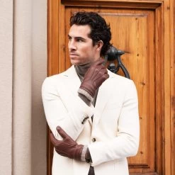 Lorenzo (brown) - Italian Gloves Made Of American Deerskin Leather With Cashmere Lining -Fratelli Orsini Shop Lorenzo 5