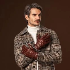 Luca (brown) - Italian Lambskin Leather Gloves With Cashmere Lining And Checkered Pattern 21 Luca (brown) - Italian Lambskin Leather Gloves With Cashmere Lining And Checkered Pattern -Fratelli Orsini Shop Luca 1 c5418738 de26 47fa 8334 3eb50ea13be4