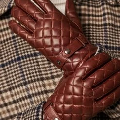 Luca (brown) - Italian Lambskin Leather Gloves With Cashmere Lining And Checkered Pattern 22 Luca (brown) - Italian Lambskin Leather Gloves With Cashmere Lining And Checkered Pattern -Fratelli Orsini Shop Luca 2 1