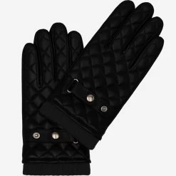 Luca (black) - Italian Lambskin Leather Gloves With Cashmere Lining And Checkered Pattern