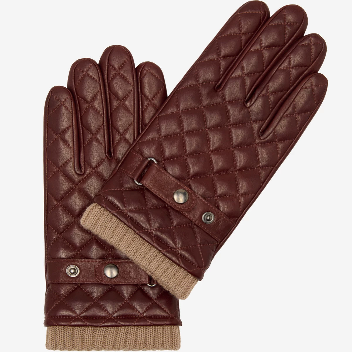 Luca (brown) - Italian Lambskin Leather Gloves With Cashmere Lining And Checkered Pattern 1 Luca (brown) - Italian Lambskin Leather Gloves With Cashmere Lining And Checkered Pattern