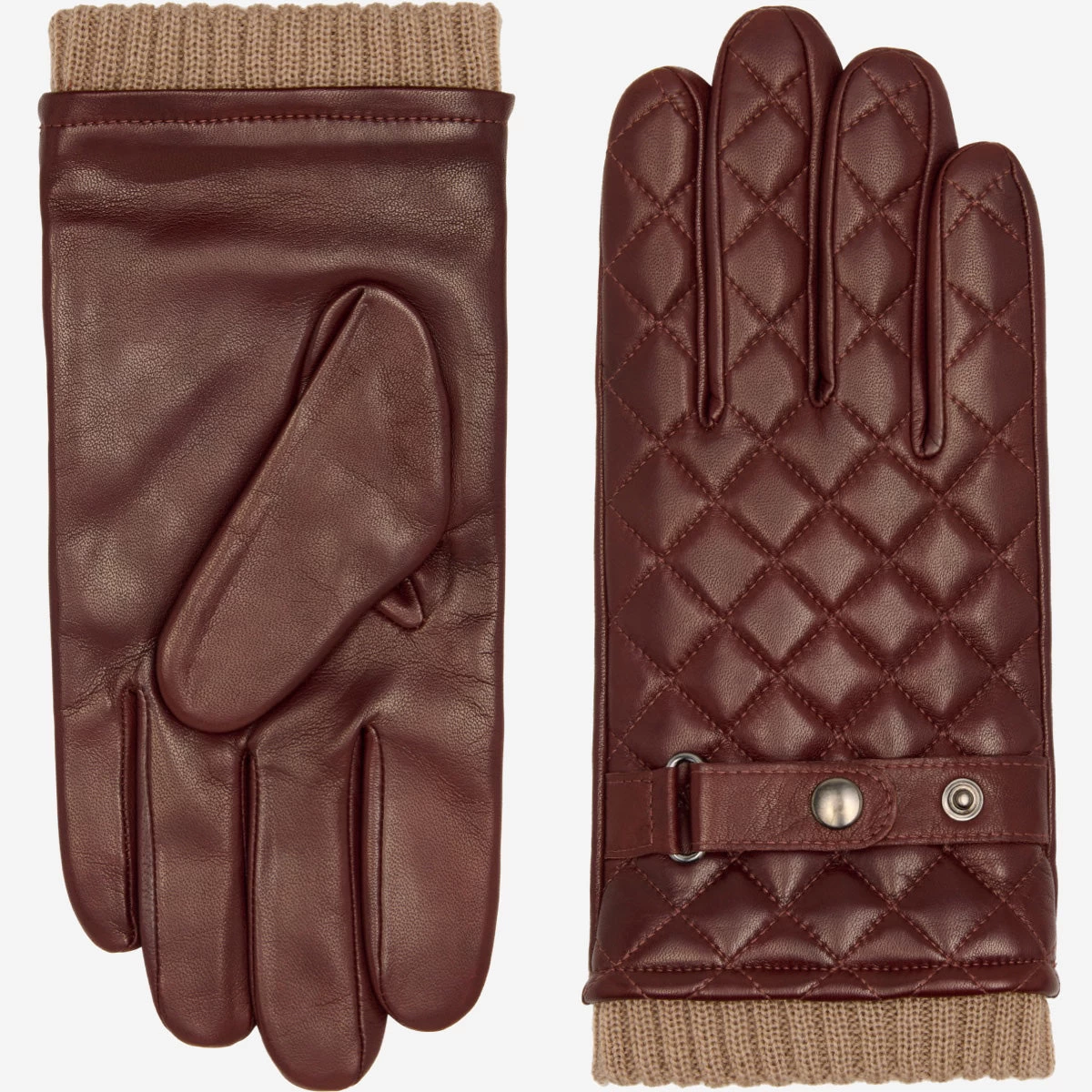 Luca (brown) - Italian Lambskin Leather Gloves With Cashmere Lining And Checkered Pattern 2 Luca (brown) - Italian Lambskin Leather Gloves With Cashmere Lining And Checkered Pattern - Image 2