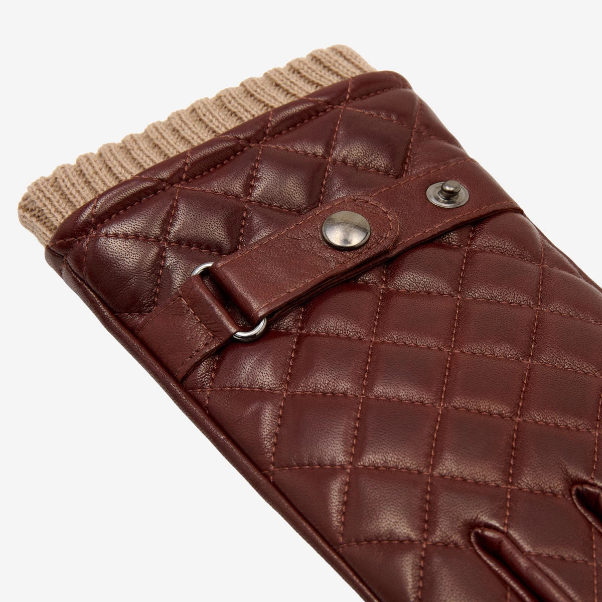 Luca (brown) - Italian Lambskin Leather Gloves With Cashmere Lining And Checkered Pattern 3 Luca (brown) - Italian Lambskin Leather Gloves With Cashmere Lining And Checkered Pattern - Image 3