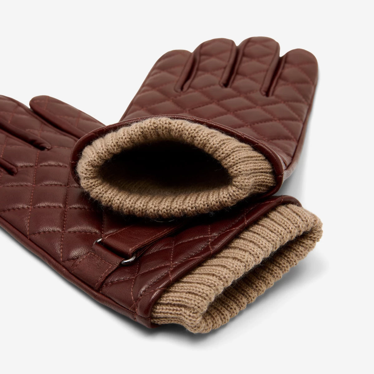 Luca (brown) - Italian Lambskin Leather Gloves With Cashmere Lining And Checkered Pattern 4 Luca (brown) - Italian Lambskin Leather Gloves With Cashmere Lining And Checkered Pattern - Image 4