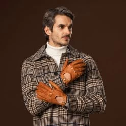 Marcello (brown) – Luxurious Italian Peccary Driving Gloves -Fratelli Orsini Shop Marcello 1