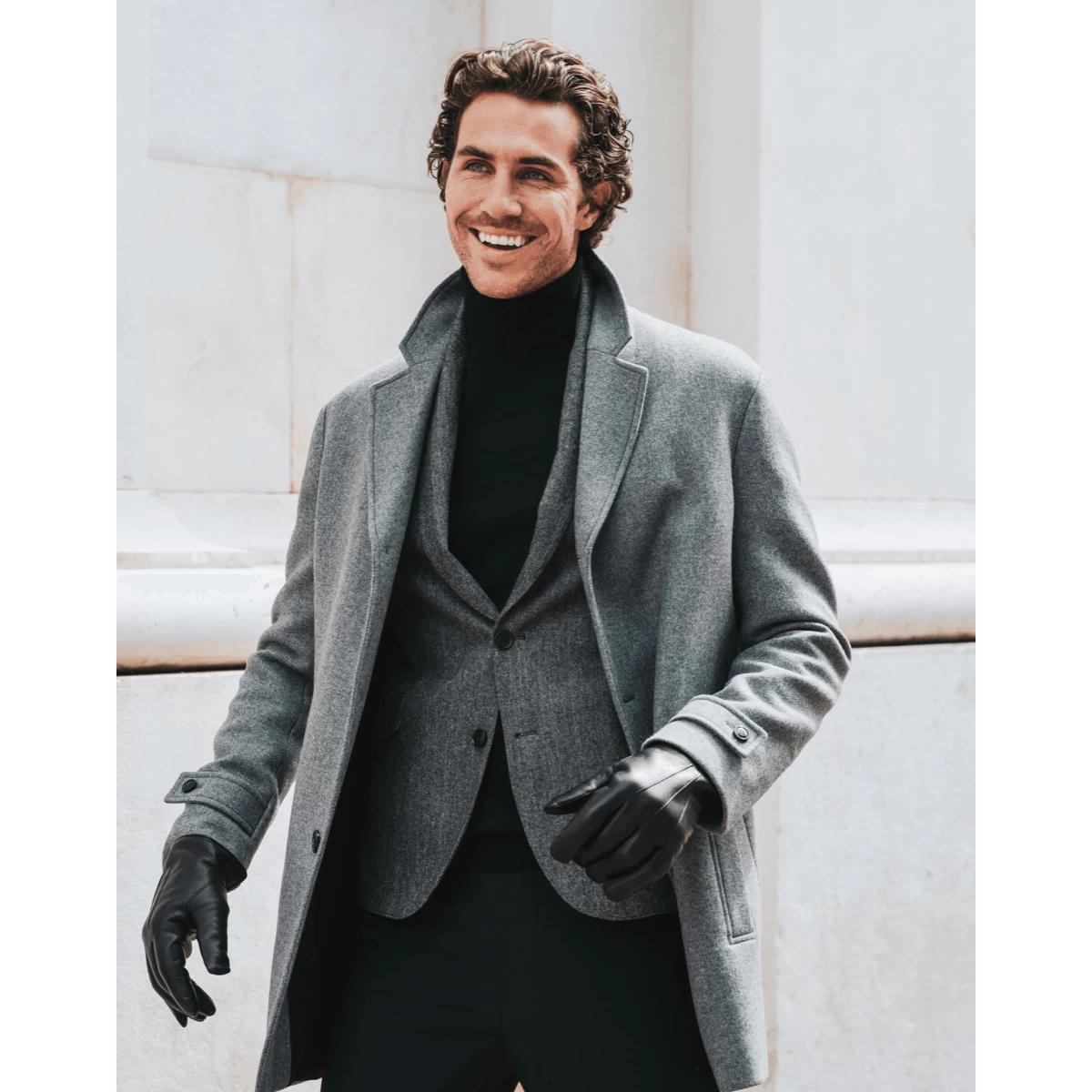 Marco (black) - Italian Lambskin Leather Gloves With Brown Rabbit Fur Lining 11 Marco (black) - Italian Lambskin Leather Gloves With Brown Rabbit Fur Lining - Image 11