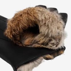 Marco (black) - Italian Lambskin Leather Gloves With Brown Rabbit Fur Lining 17 Marco (black) - Italian Lambskin Leather Gloves With Brown Rabbit Fur Lining -Fratelli Orsini Shop Marco black brown