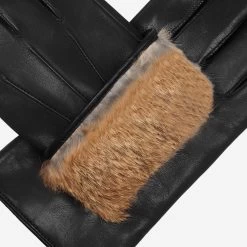 Marco (black) - Italian Lambskin Leather Gloves With Brown Rabbit Fur Lining 18 Marco (black) - Italian Lambskin Leather Gloves With Brown Rabbit Fur Lining -Fratelli Orsini Shop Marco fur 11