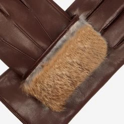 Marco (brown) - Italian Lambskin Leather Gloves With Brown Rabbit Fur Lining -Fratelli Orsini Shop Marco fur 12