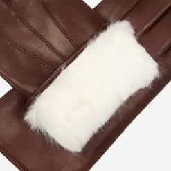 Marco (brown) - Italian Lambskin Leather Gloves With White Rabbit Fur Lining -Fratelli Orsini Shop Marco fur 14