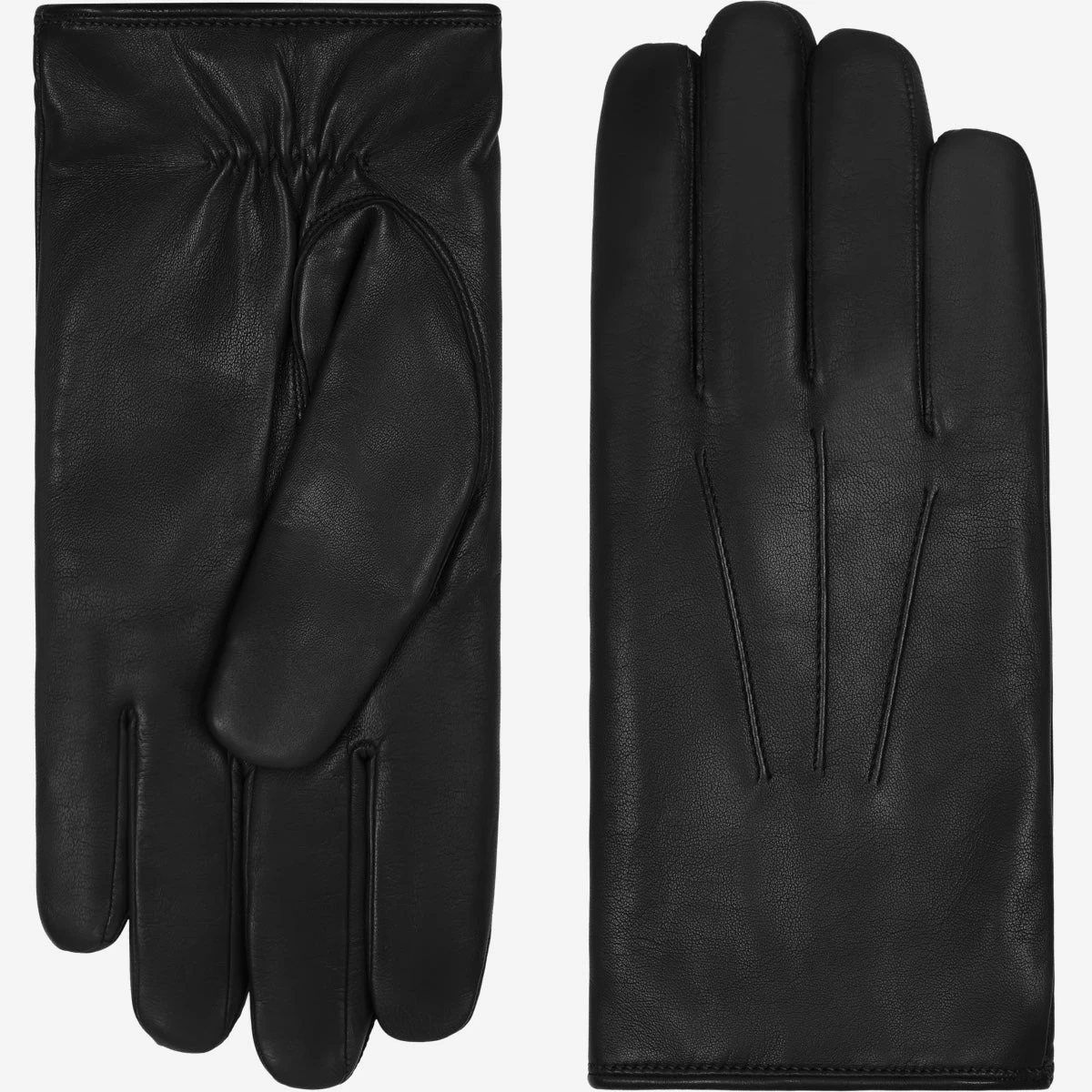 Marco (black) - Italian Lambskin Leather Gloves With Brown Rabbit Fur Lining 2 Marco (black) - Italian Lambskin Leather Gloves With Brown Rabbit Fur Lining - Image 2
