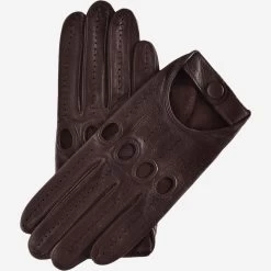 Mario (dark Brown) - Italian Lambskin Leather Driving Gloves