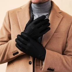 Antonio (black) - Italian Peccary Leather Gloves With Cashmere Lining -Fratelli Orsini Shop Peccary Black 2