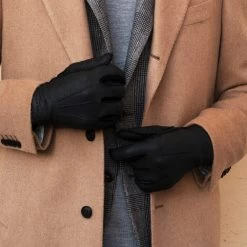 Antonio (black) - Italian Peccary Leather Gloves With Cashmere Lining -Fratelli Orsini Shop Peccary Black 5