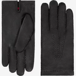 Antonio (black) - Italian Peccary Leather Gloves With Cashmere Lining