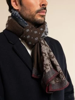 Federico (red/blue) - Warm And Soft Italian Scarf From Wool Blend -Fratelli Orsini Shop RS237 red 5