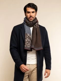 Federico (red/blue) - Warm And Soft Italian Scarf From Wool Blend -Fratelli Orsini Shop RS237 red 6