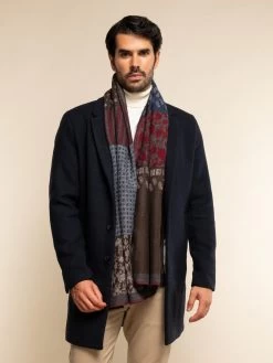 Federico (red/blue) - Warm And Soft Italian Scarf From Wool Blend -Fratelli Orsini Shop RS237 red 7