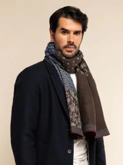Federico (red/blue) - Warm And Soft Italian Scarf From Wool Blend -Fratelli Orsini Shop RS237 red 8