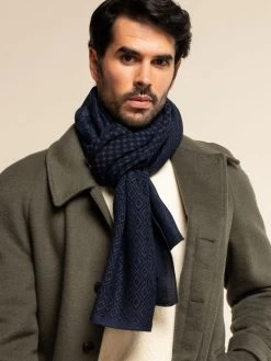 Bruno (blue) - Warm And Soft Italian Scarf From Wool Blend -Fratelli Orsini Shop RS241 blue 1