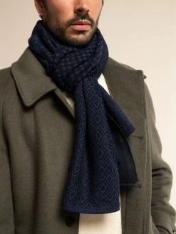 Bruno (blue) - Warm And Soft Italian Scarf From Wool Blend -Fratelli Orsini Shop RS241 blue 5