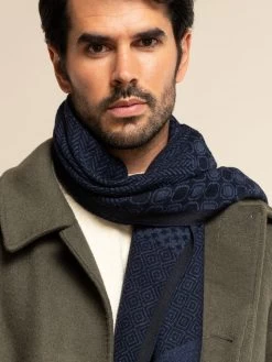 Bruno (blue) - Warm And Soft Italian Scarf From Wool Blend -Fratelli Orsini Shop RS241 blue 8