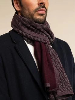 Bruno (grey/red) - Warm And Soft Italian Scarf From Wool Blend -Fratelli Orsini Shop RS241 red 6
