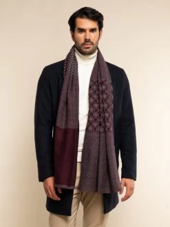 Bruno (grey/red) - Warm And Soft Italian Scarf From Wool Blend -Fratelli Orsini Shop RS241 red 7