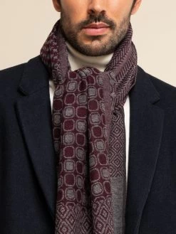 Bruno (grey/red) - Warm And Soft Italian Scarf From Wool Blend -Fratelli Orsini Shop RS241 red 8