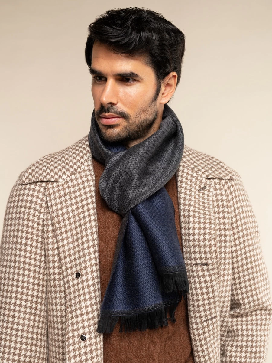 Romeo (blue/grey) - Warm And Soft Scarf From 100% Wool 2 Romeo (blue/grey) - Warm And Soft Scarf From 100% Wool - Image 2