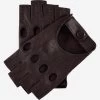 Rossana (dark Brown) - Italian Fingerless Lambskin Leather Driving Gloves