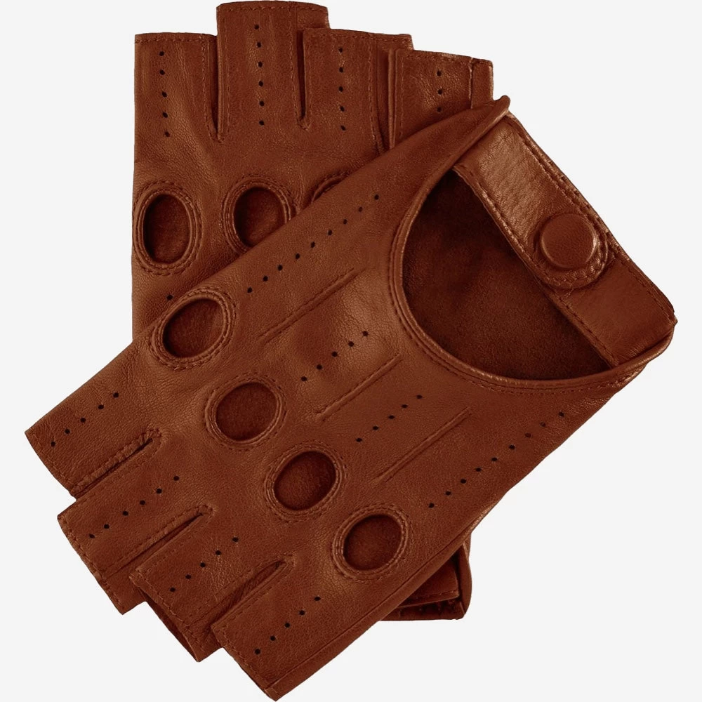 Rossana (cognac) - Italian Fingerless Lambskin Leather Driving Gloves 1 Rossana (cognac) - Italian Fingerless Lambskin Leather Driving Gloves